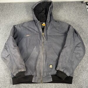 Berne Men's Hooded Lined Heavy Duty Work Jacket 2XL Distressed HJ51ND